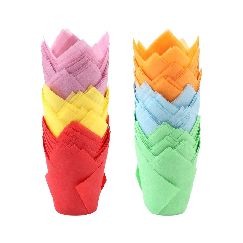 150 Pieces Mini Baking Cups Tulip Baking Cups Cupcake Liners Muffin Liners For W