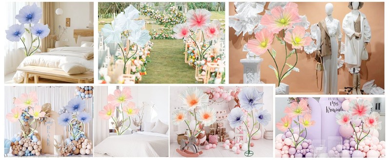 3pcs Giant Flowers for Decorat, Lar Faux Silk Floral Wedding Giant gallery