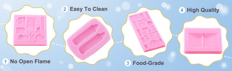 Back to School Silicone Molds School Bag Book Scissor Drawing Palette Crayon gallery