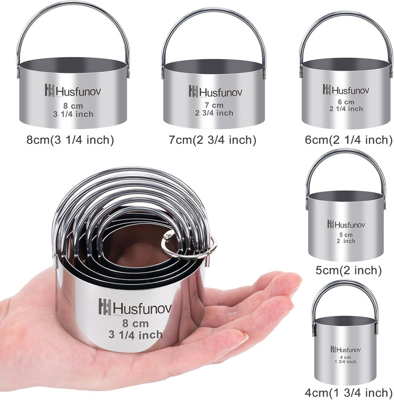 Biscuit Cutter Set round Cookie Cutters with Handle 5 Pieces Stainless Steel gallery