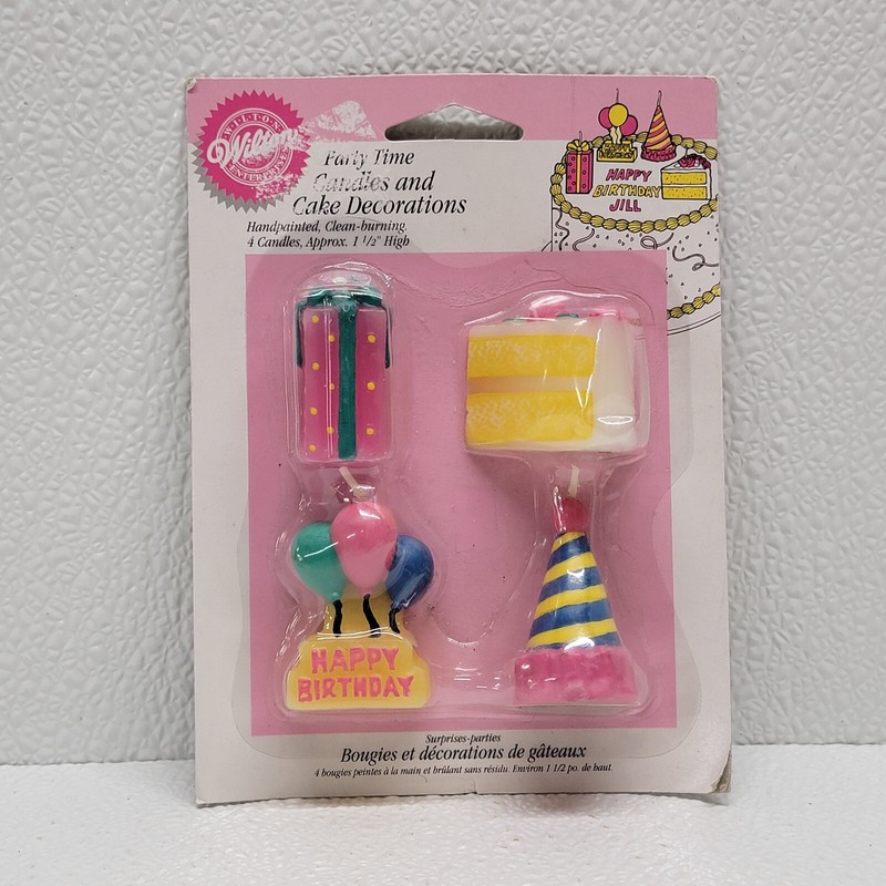 Vintage 1998 Wilton Happy Birthday Party Time Candles & Cake Decorations gallery