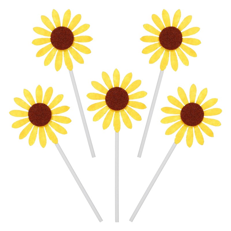 30 Pcs Daisies Cupcake Toppers, 2 x 2″ Flower Cupcake Toppers, Yellow