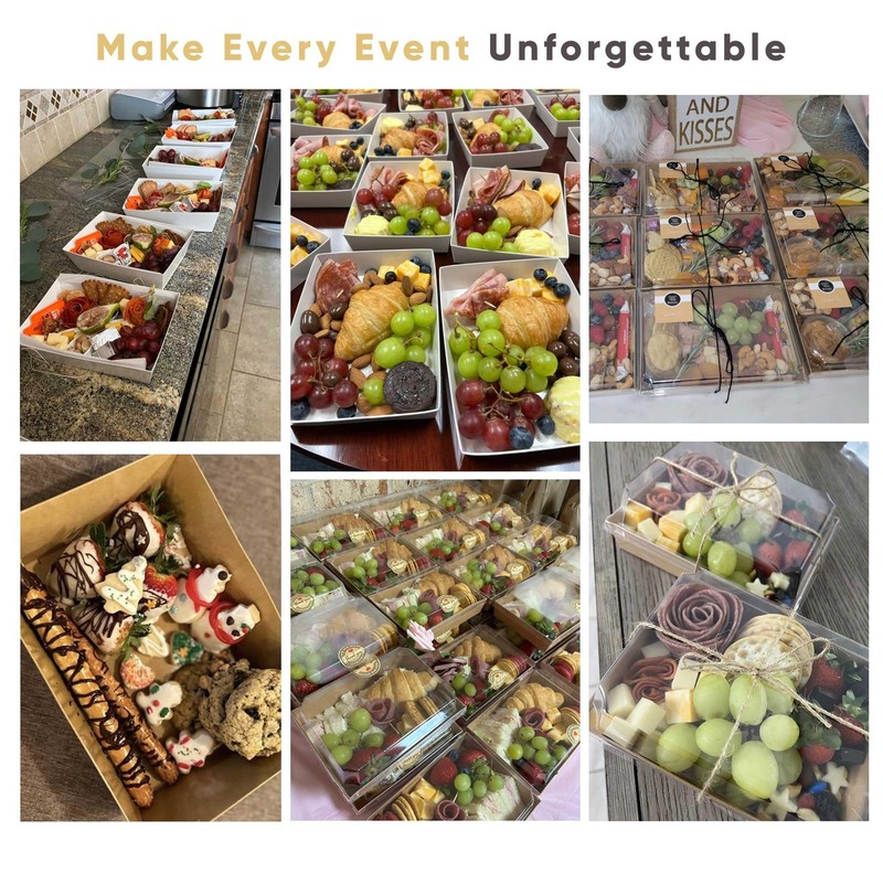50 Pack Disposable Charcuterie Boxes with Clear Lids 7x5 Inches gallery
