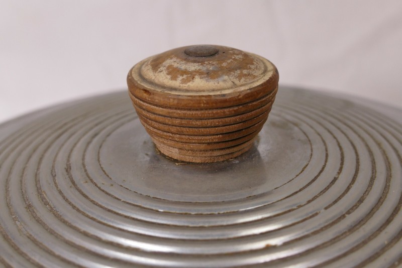 Vintage Steel Cake Cover Dome Cake Lid with wood knob - Art Deco Cake Cover gallery