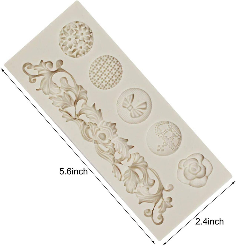 3 Pieces Baroque Fondant Molds Scroll Border Lace Silicone Molds Curlicues Gum P gallery