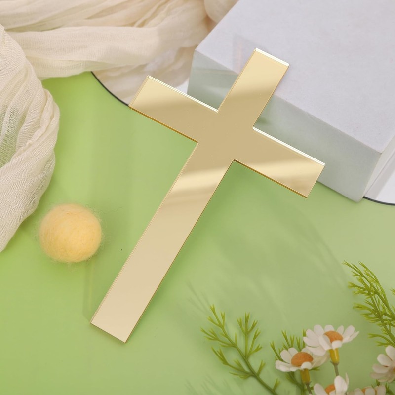Golden Cross Cake Topper - First Holy Communion Party Decorations,Acrylic Cross gallery