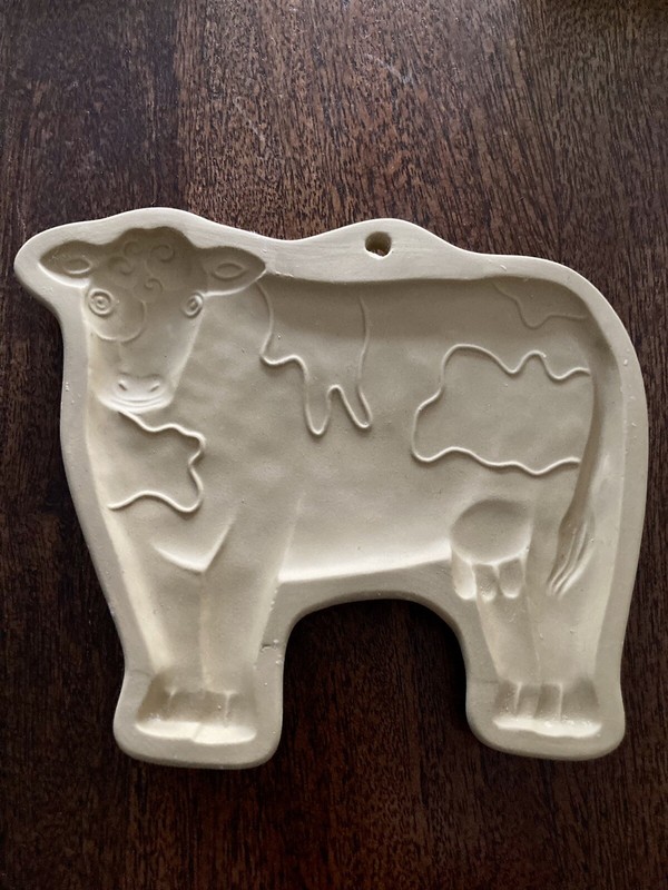 Brown Bag Cookie Art Ceramic Mold Press, Elaine’s Cow, Hill Design 1986, GUC