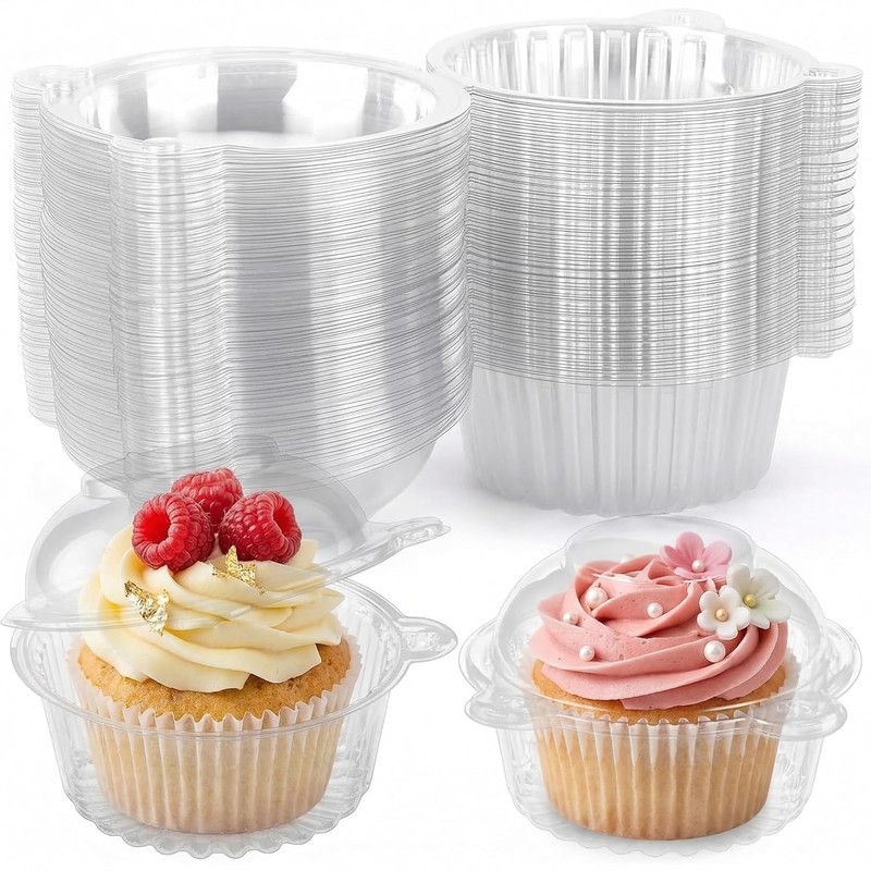 Individual Plastic Cupcake Containers with Lid 50Pack 4.3 x 3.2 Inches Cupcake