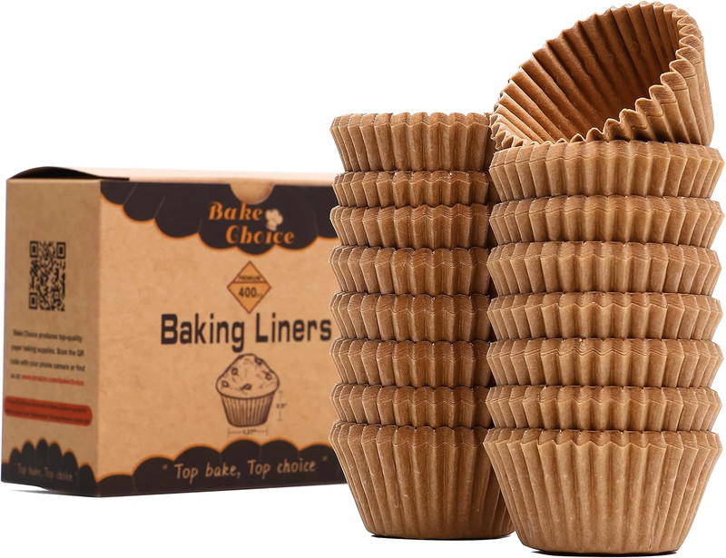 Non-Stick 400pcs Mini Cupcake Liners for Baking, Natural parchment muffin liners