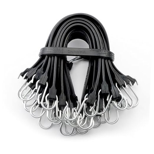 20 Pack 15” Adjustable Rubber Tarp Straps, EPDM Bungee Cords with Hooks,
