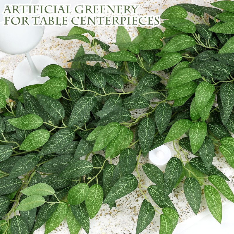 Diydofun 48 Pcs Artificial Italian Ruscus Greenery - Fake Silk Green Leaf Stems gallery