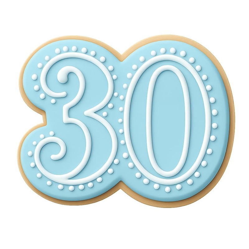 Elegant 30th Cookie Cutter & Stamp, Fondant & Clay - 4x3.6 gallery