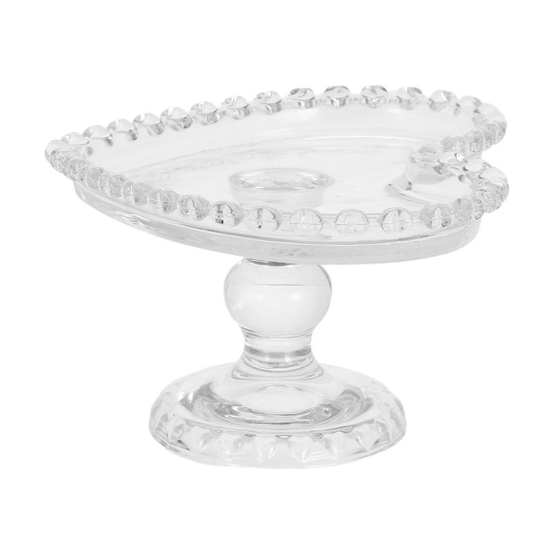 Small Heart Glass Cake Stand Clear Footed Crystal Tray for Fruit Snacks Desserts gallery