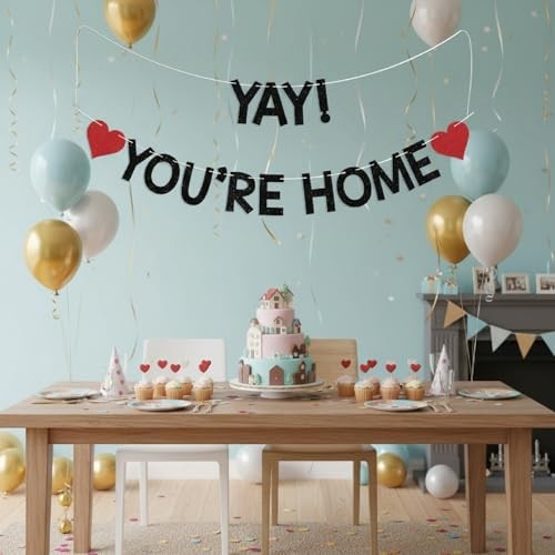 1pc Paper Welcome Home Banner, Festive Welcome Sign For Homecoming, Family gallery