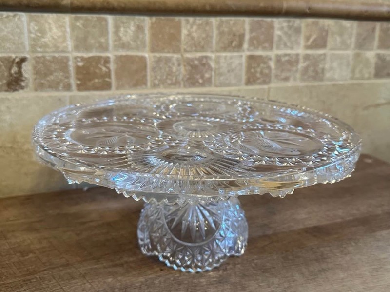 The Byrdes Collection by Hofbauer Lead Crystal Germany Pedestal Cake Stand