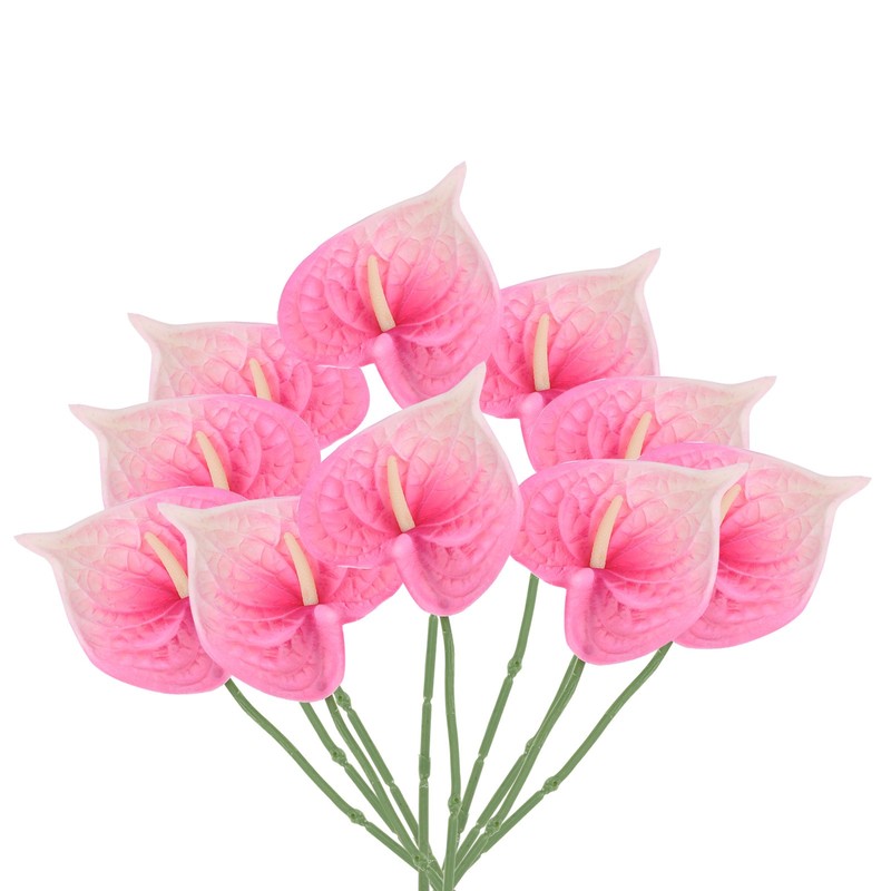 10Pcs 13″ Artificial Anthurium Lily Flowers Floral Bouquet Decor, Light Pink