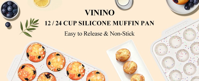 2-Pack Silicone Muffin Pan for Baking with Metal Reinforced Frame, 12 Cups gallery