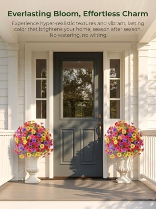 Set of 2 Artificial Topiary Ball Flowers for Outdoors Planters, 22'' Spring gallery