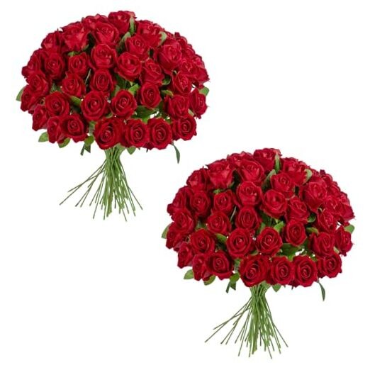 Fake Plants Roses Flowers Plastic Flowers Spring Decorations for 100 Red 100pcs
