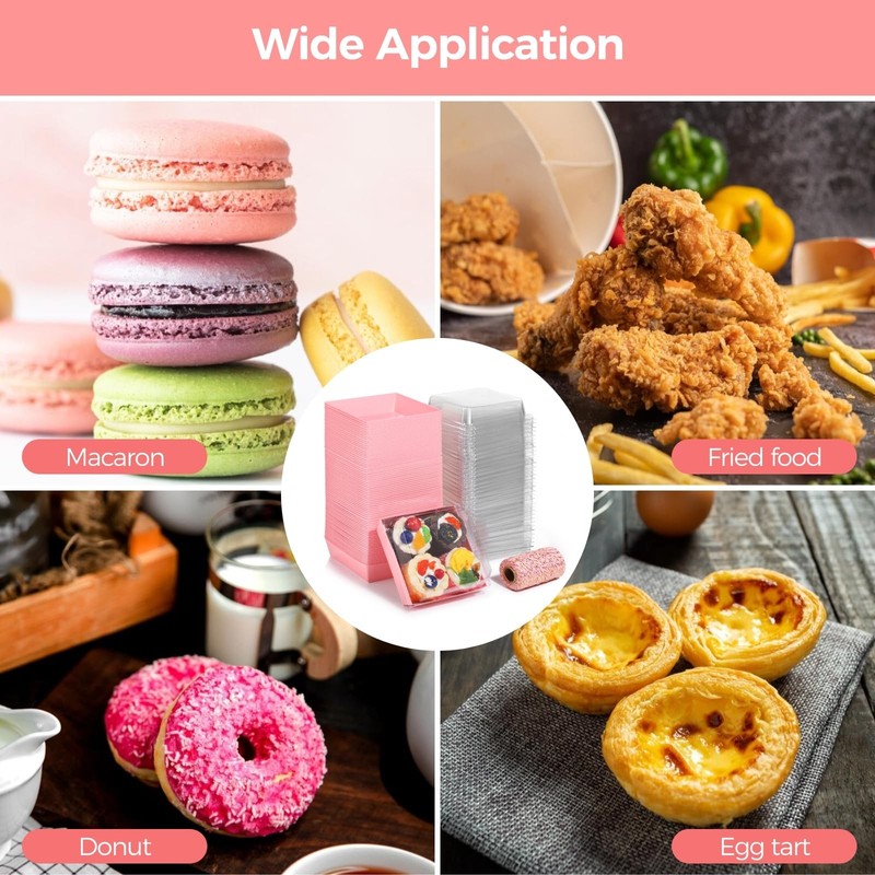 150 Pcs Disposable Cake Containers with Lids, Charcuterie Boxes, Square Pink ... gallery