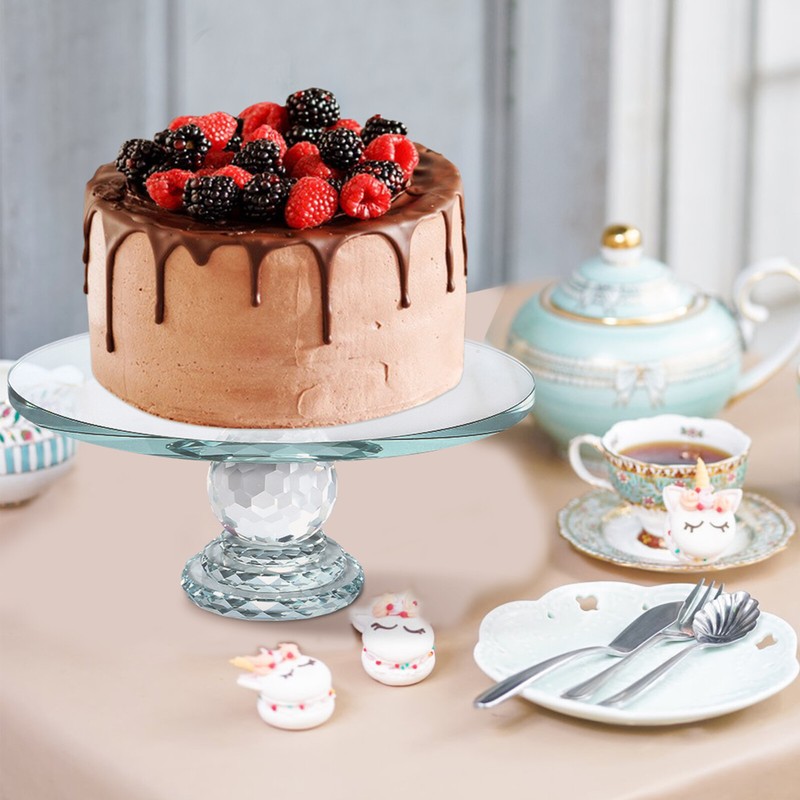 11in Round Glass Cake Stand Dessert Display Wedding Party Buffet gallery