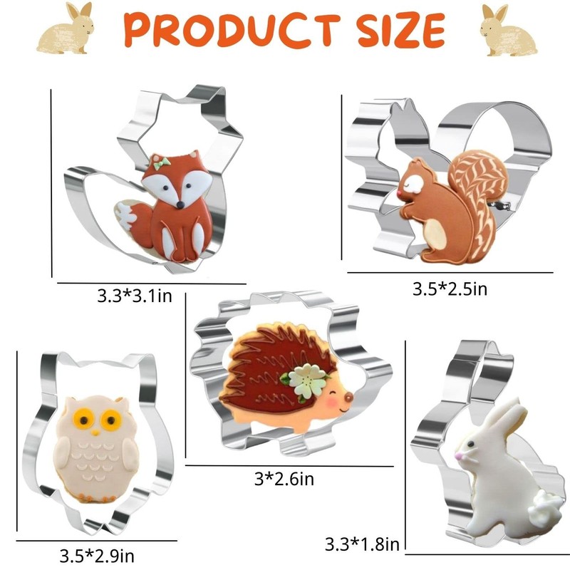 5 Pieces Animals Cookie Cutters Shapes for Baking Fox,Owl,Rabbit,Squirrel and... gallery