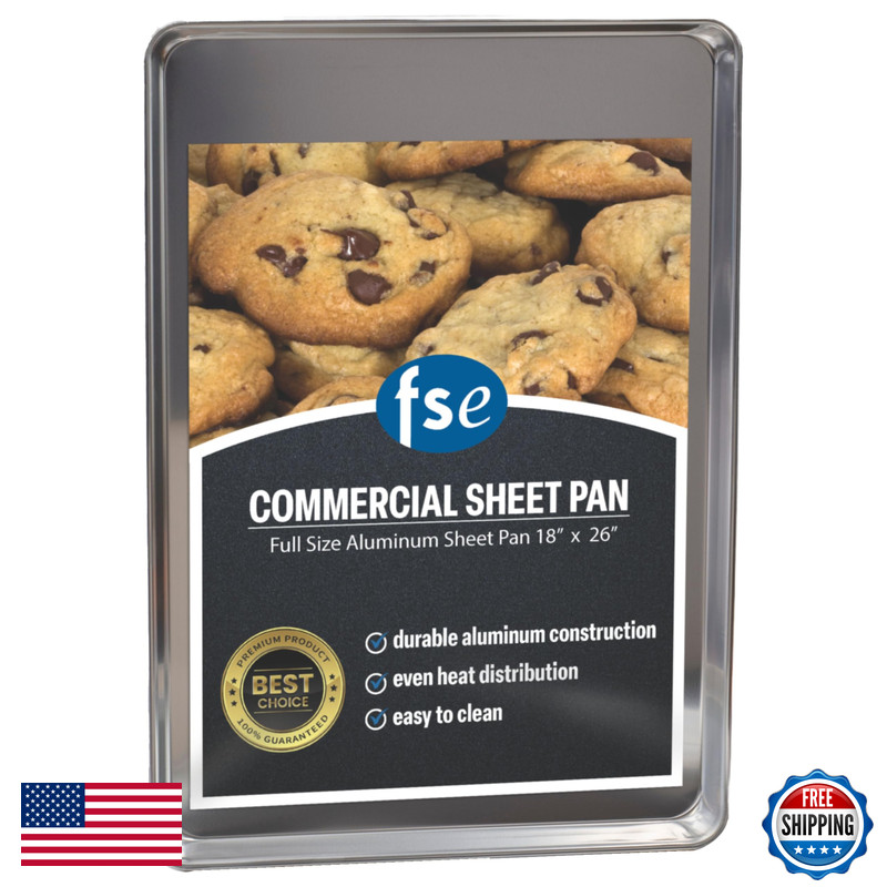 Fse Commercial Sheet Pan Full Size 16-Gauge Aluminum Bun Pan 18 L X 26 W X 1 H