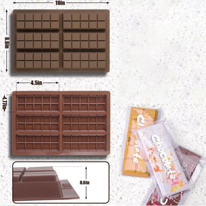 2pcs 6in1 Chocolate Bar, wax, soap Mold,Non-Stick, 100% Food Grade Silicone gallery