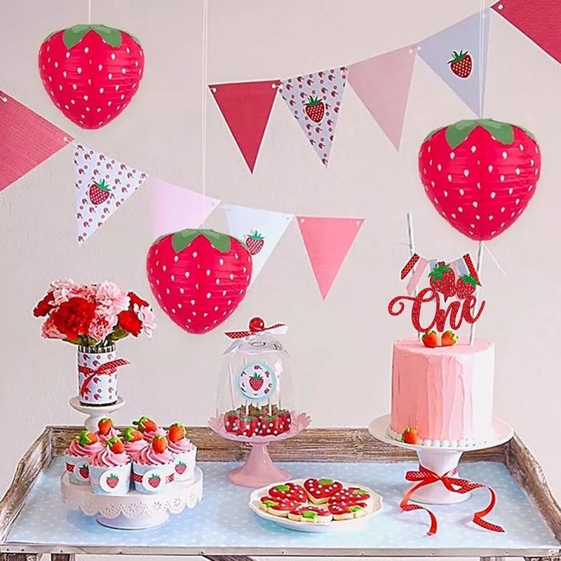 1 Pack Strawberry One Cake Topper Berry First Birthday Cake Topper Sweet Fruit gallery