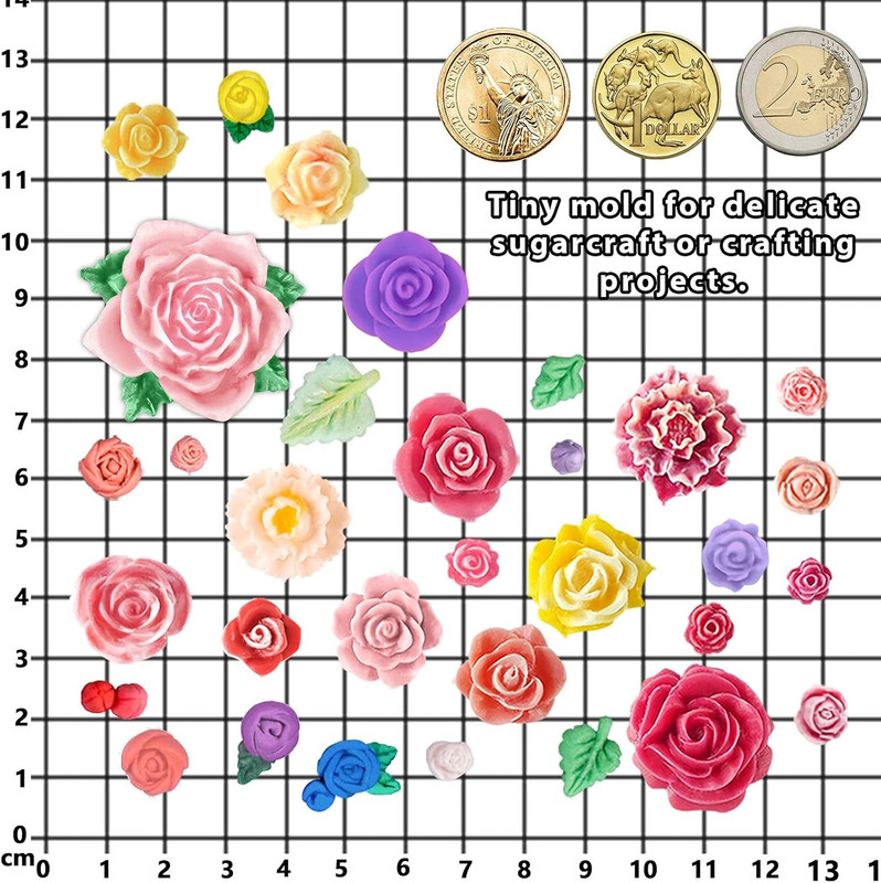 Funshowcase 32 Cavity Roses Flower Fondant Candy Silicone Mold for Sugarcraft Ca gallery