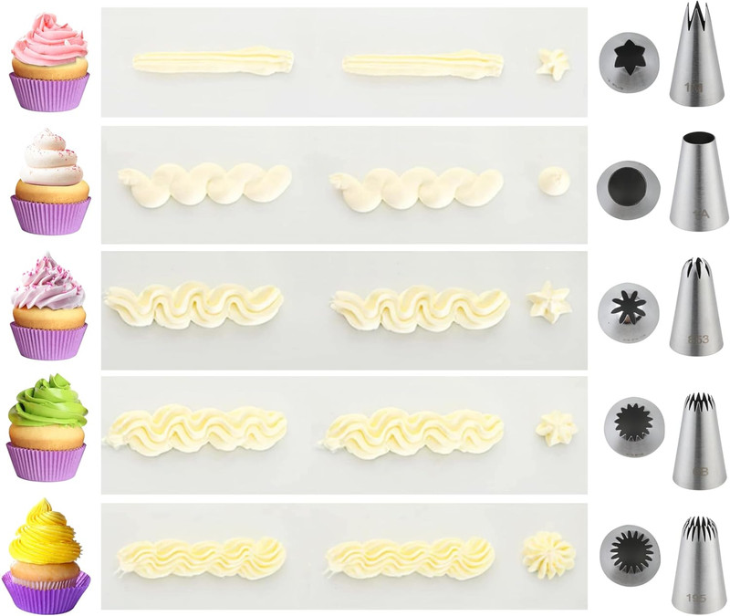 5PCS Large Piping Tips Set, Stainless Steel Cake Decorating Tips, Frosting Icin gallery