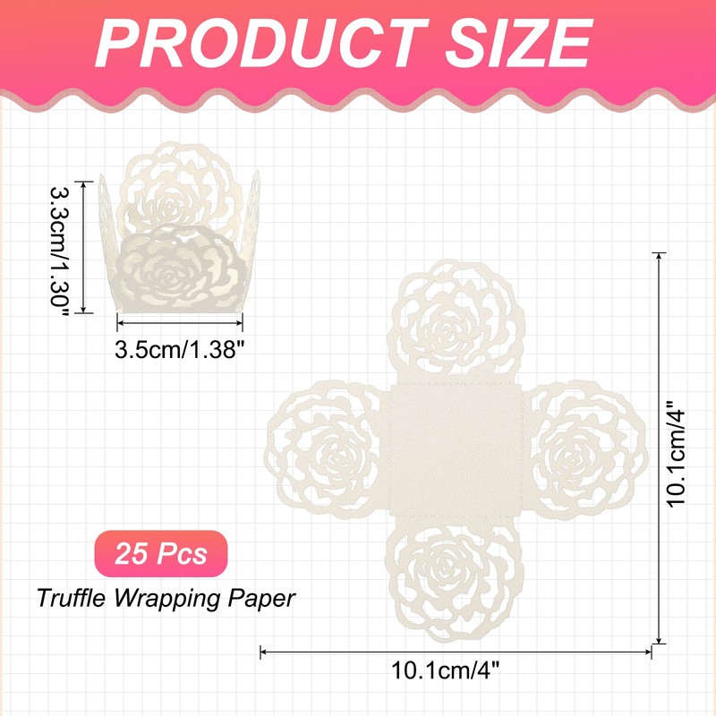 25 PCS Truffle Wrapper 4 Inch Square Cupcake Liner Baking Paper Beige gallery