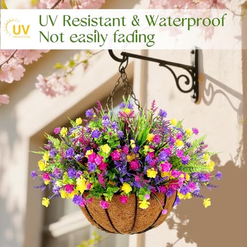 Artificial Flowers for Outdoors, Faux Flowers, UV 12 Bundles Multi Color gallery