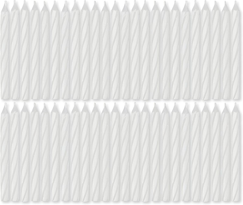 Birthday Candles, Small White Spiral (48-Count)