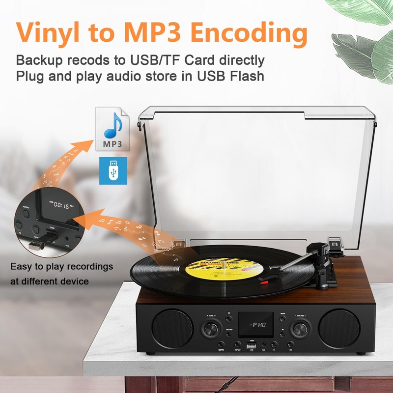 Jungle Monster Vinyl Record Player Built-In Speakerbluetooth Turntable Usb gallery