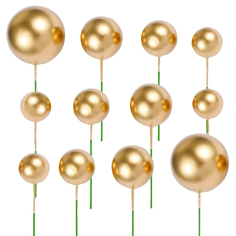 20Pcs Creative Round Ball Cake Toppers Multi Color Cupcake Ornaments for Wedding gallery