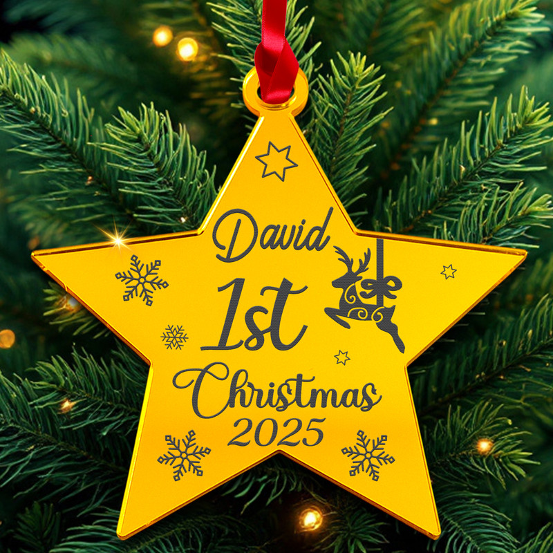 PERSONALISED First Christmas Bauble Ornament Acrylic 3mm Tree Decoration gallery