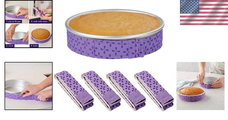 Cake Pan Dampen Strips Set 4pcs Super Absorbent Thick Cotton for Baking gallery