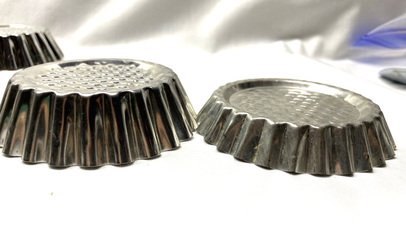 Lot 10 pc Tart Stainless Steel Baking Cups Molds 3.75" x 1" (4) & .75" (6) Deep gallery