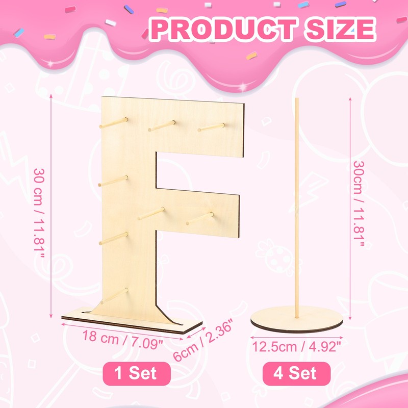 Donut Display Stand, 1Pcs Digit Donut Wall 4Pcs Round Bagel Holder, Letter F gallery