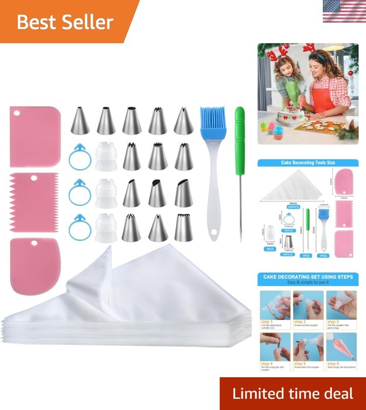 Piping Bags and Tips Set – 100pcs Disposable Piping Bags, 12 Inch Icing Bags,…