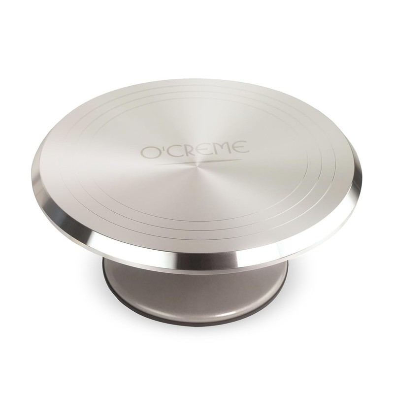 O’Creme Cake Turntable Stand, 12 inch – Heavy-Duty Aluminum Alloy Rotating Turn