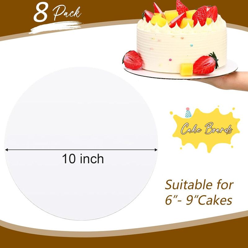 8 Pcs Cake Boards 10 Inch Round, Food-Grade White Cake Board Rounds, Sturdy Card gallery