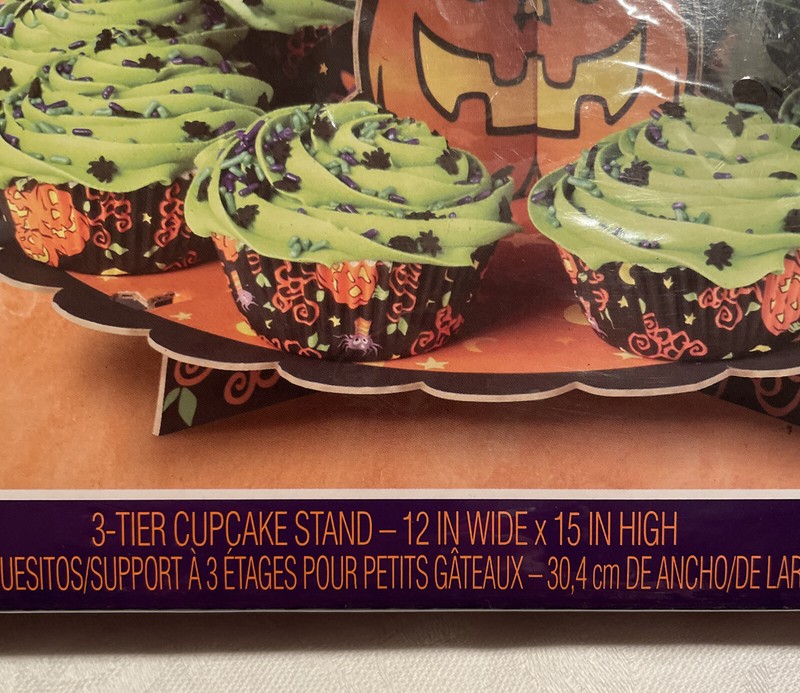 VTG Wilton Pumpkin Jack O Lantern Cupcake Treat Stand, Boo! Scary! Halloween gallery