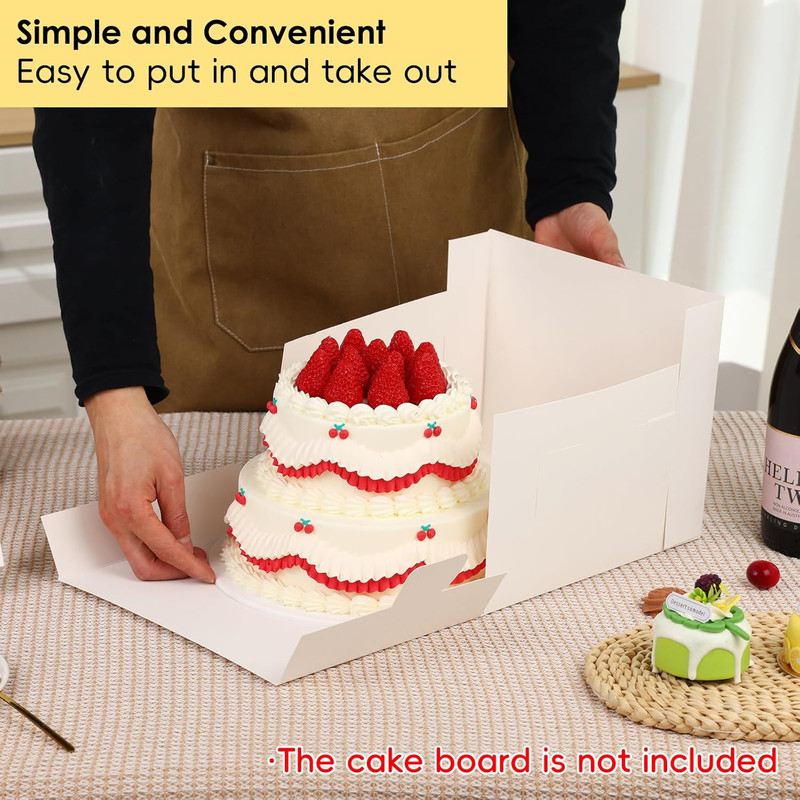 30 Pack Cake Boxes 10 Inch, 10X10X8 Inches White Cake Carrier Bakery Containers, gallery