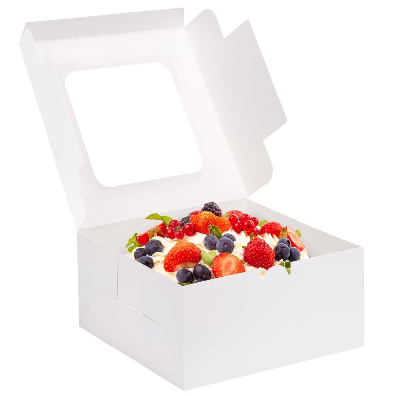 10x10x5 Inch Cake Box Bakery Pastry Container With Window 32 PCS Pack White