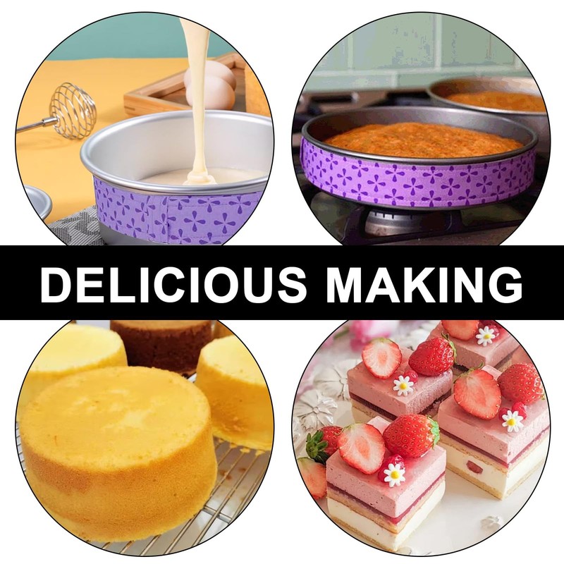 Bcautay 4 Pcs Baking Strips Cake Pan Dampen Absorbent 36in, Purpl gallery