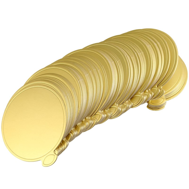 500 PCS 3.5 Inch Mini Cake Boards, Round Golden Cardboard Mousse Cake Base, M…