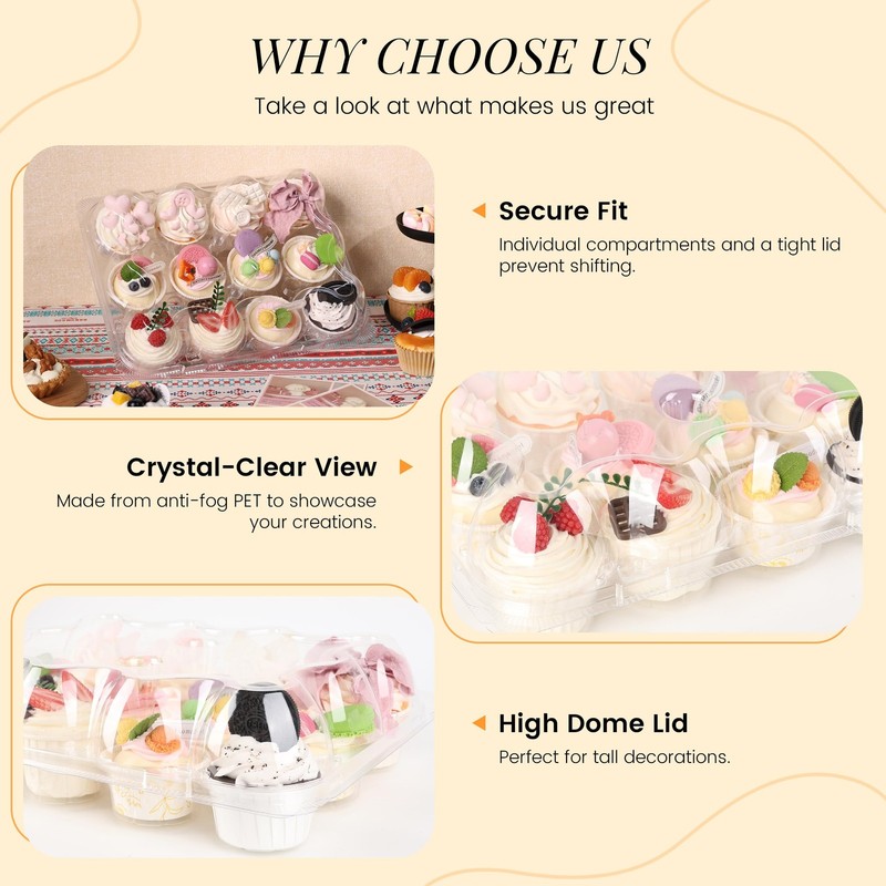 20 Pack Dozen Cupcake Containers with 240 Liners Stackable Carrier 12 Count gallery