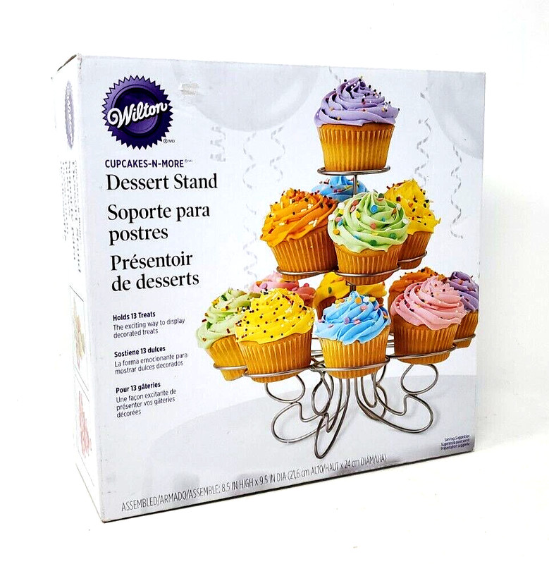 WILTON CUPCAKES-N-MORE DESSERT STAND METAL HOLIDAY PARTY DISPLAY HOLDS 13 ~ NEW